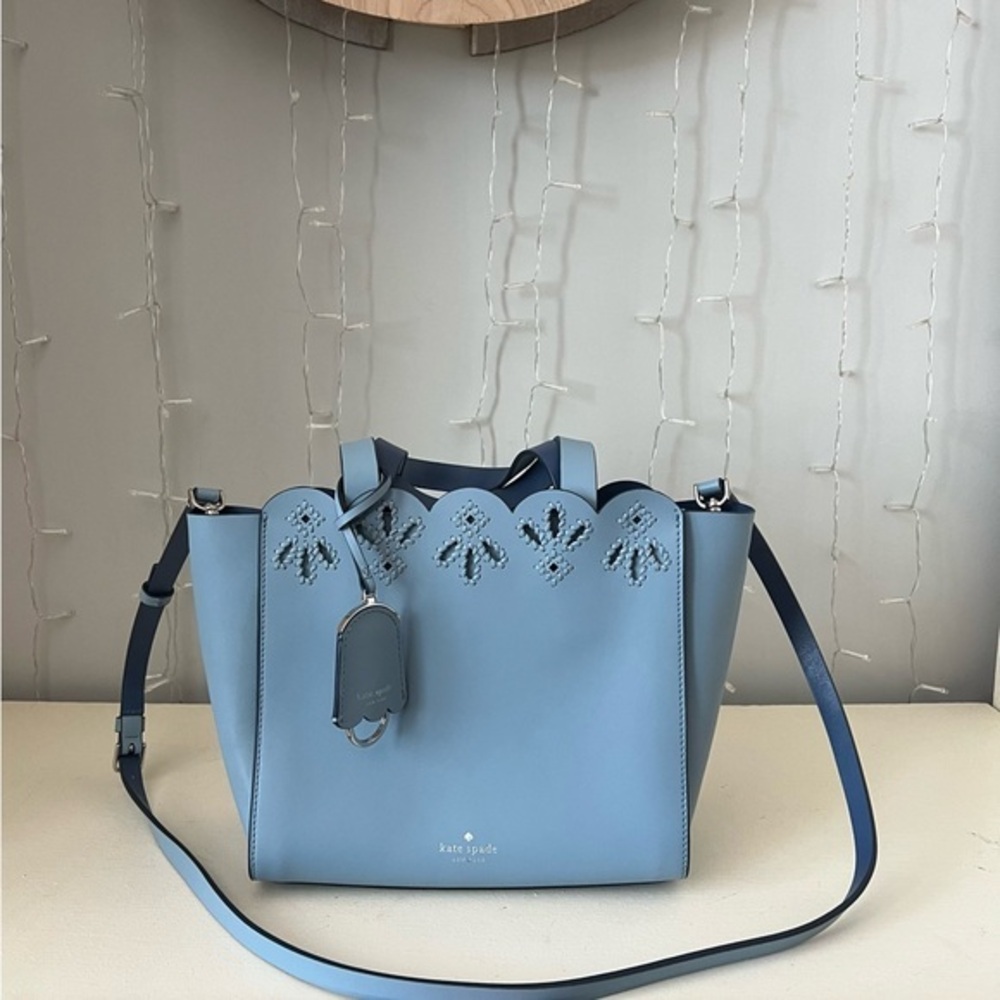 Kate Spade Blue Dawn Scalloped Magnolia Street Eyelet Mini Mina Satchel